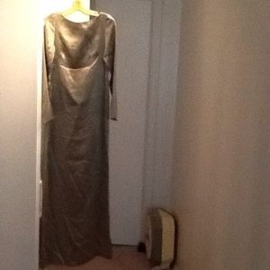 Long, gold J Brand dress with back slit.